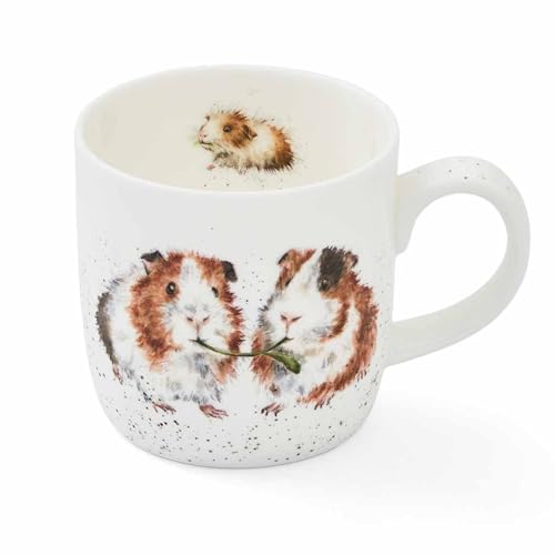 Royal Worcester Bone China Hamsters Mug - 11oz Cottagecore Drinkware by Wrendale Designs - Dishwasher & Microwave Safe Tea Cup for Charming Cozy Rustic Kitchen or Gift Giving (Lettuce Be Friends)