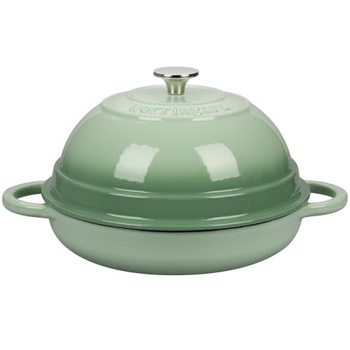 Dutch Oven Pot with Lid - 6 Quart Enamel Cast Iron for Bread & Cooking - Green