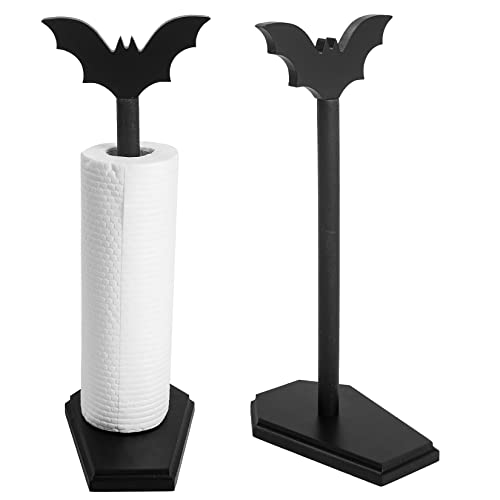 Gothic Bat Paper Towel Holder with Detachable Witchy Bat Topper - Halloween Kitchen Decor
