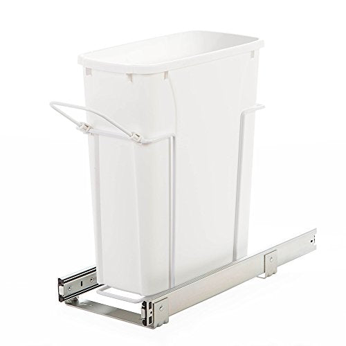 White In-Cabinet Pull-Out Trash Can 20 Qt - Heavy Duty Bottom Mount