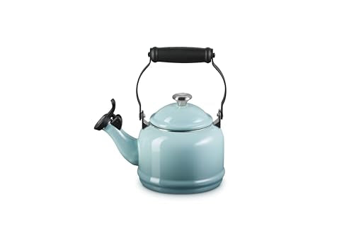Le Creuset 1.25 Qt. Enamel Steel Demi Tea Kettle Sea Salt - Fast Heating, Whistle