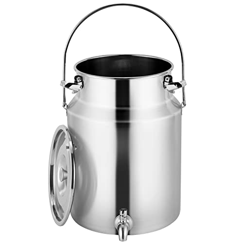 304 Stainless Steel Beverage Dispenser with Spigot - 2.6 Gallon Milk & Drink Can