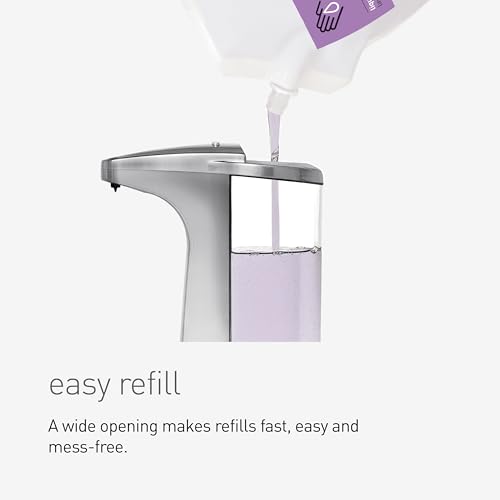 simplehuman 8 oz. Touchless Sensor Liquid Soap Dispenser with Brushed Nickel Finish, Battery Operated
