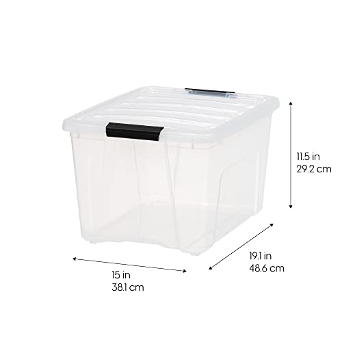 IRIS USA 40 Quart Clear Storage Bins with Lids - 4 Pack, Stackable, BPA-Free