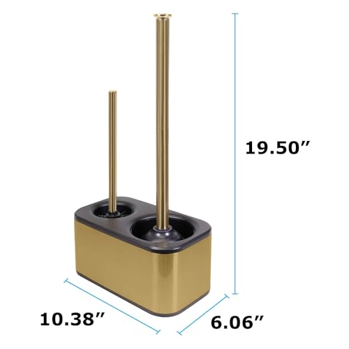 Gold Toilet Brush and Plunger Set with Holder - Modern Bathroom Accessories
