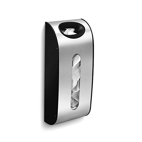 simplehuman Wall Mount Grocery Bag Dispenser - 1 Pack, Brushed Stainless Steel