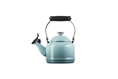 Le Creuset 1.25 Qt. Enamel Steel Demi Tea Kettle Sea Salt - Fast Heating, Whistle