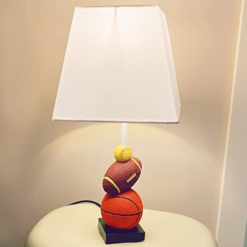 HERBESTBAY Kids Table Lamp, 14 Inch Football, Basketball & Baseball