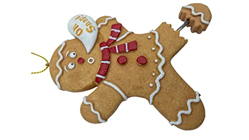 Funny Gingerbread Man Christmas Ornament - Broken Leg Holiday Decor