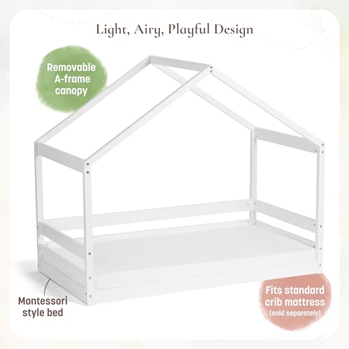 Little Seeds Trellis Toddler Bed White - Montessori-Inspired Convertible Bed & Play Fort