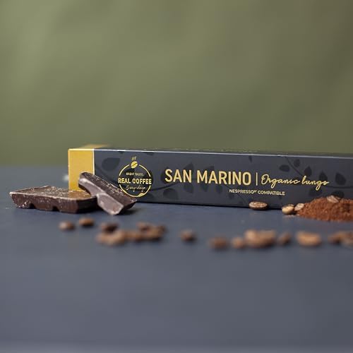 San Marino Organic Italian Lungo Coffee Pods for Nespresso Original - 100 Aluminum Capsules, Medium Roast, Fairtrade, Vari: Lungo San Marino