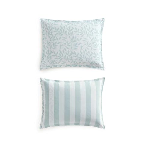 Martha Stewart Queen Comforter Set with Shams - Copper Vines Blue Reversible Cotton Bedding
