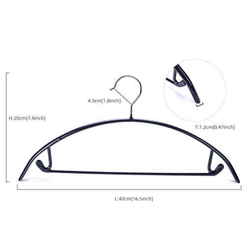 Black PVC Coating Sweater & Clothes Hangers - 20 Pack, Shoulder Bump Free