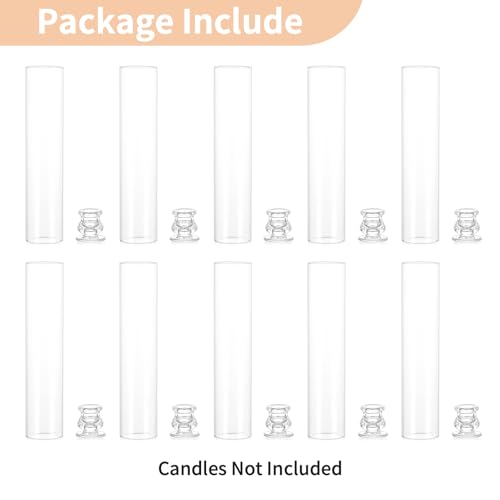 12-inch Hurricane Glass Candle Holders Set of 10 for Weddings and Events - Windproof Design