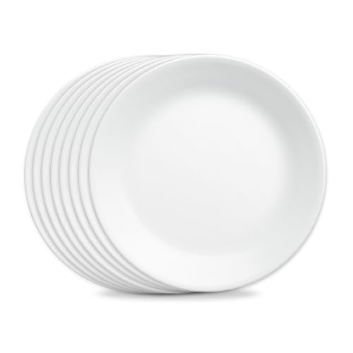 Corelle Vitrelle 8-Piece 10.25-Inch Frost White Dinner Plates Set, Chip-Resistant & Lightweight