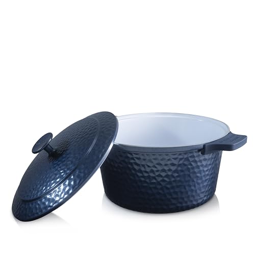 Gotham Steel Hammered Navy 5 Qt Lightweight Dutch Oven with Lid & Handles