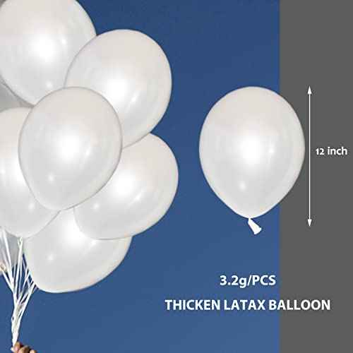 Fayoo White Balloons, 12 Inch White Metallic Balloon Party Decoration for Baby Shower, Christmas Decorations, Birthdays, Bridal Shower, Valentine¡¯s Day, Graduation 100 Pcs 3.2g