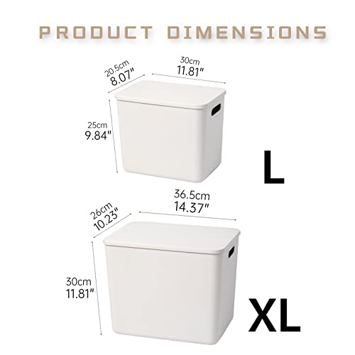 Yishyfier 26QT Lidded Plastic Storage Baskets 4XL+2L Light Grey Organizer