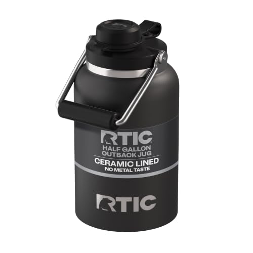 RTIC Half Gallon Outback Jug - Ceramic-Lined Insulated Water Bottle - Black 64 Oz