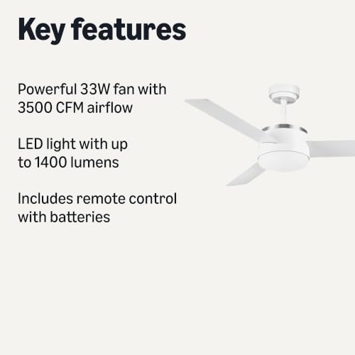 Amazon Basics 44in White Ceiling Fan with LED Light & Remote Control