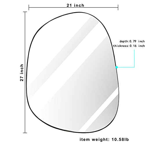 ELEHUME 21x27 Inch Mat Black Asymmetrical Wall Mirror - Modern Framed Decor