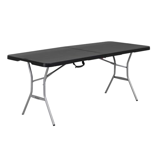 Lifetime 6-Foot Folding Table - Light Commercial, Indoor & Outdoor Use, Black