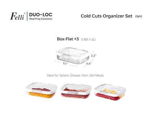 Deli Meat 3-Pack Food Storage Containers with Airtight Lids - Clear Tritan