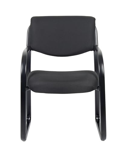 Black Fabric Guest Office Chair - Comfortable Meeting & Reception Seating