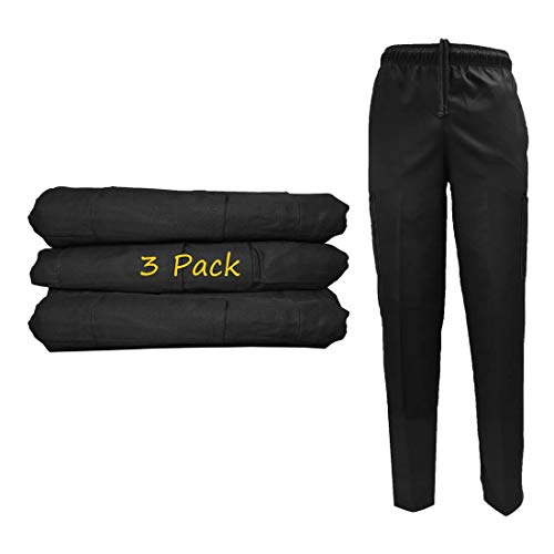 Black 3X-Large Chef Cargo Pants with 6 Pockets - Multi-Pack of 3
