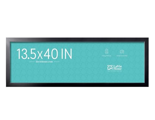 Black 13.5x40 Panoramic Picture Frame - Wall Mount Poster Frame, Minimalist Decor