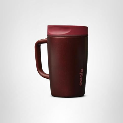 Owala SmoothSip Slider Stainless Steel Insulated Travel Mug with Handle, 100% Leak Proof, For Hot and Cold Drinks, Travel Friendly with Sliding Lock Lid, 24 oz, BPA Free, Leak Proof, Black Cherry
