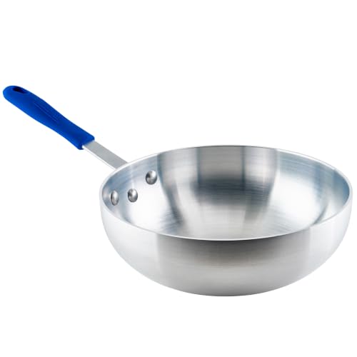 Winco 11-Inch Aluminum Stir Fry Pan with Silicone Handle - Natural Finish