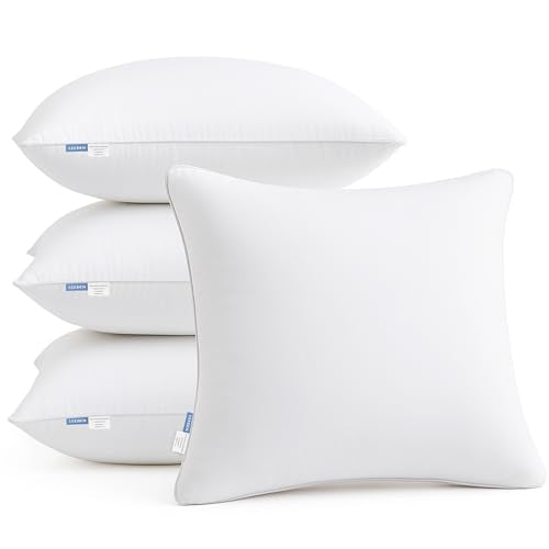 White 22x22 Inch Throw Pillow Inserts Set of 4 - Cotton Cover