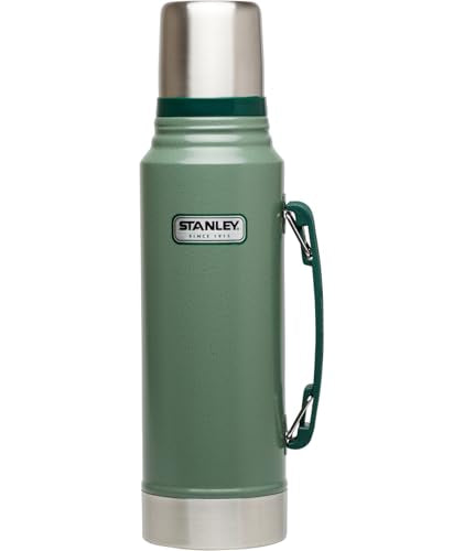 Stanley Vacuum Bottle 1.1 Quart - Wide Mouth Insulated Thermal Flask - Hammertone Green - Leakproof Cup Lid, Keep Drinks Hot or Cold