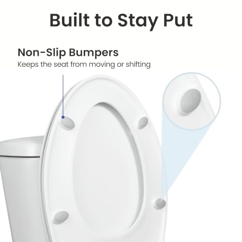 Elongated Slow Close Toilet Seat - Comfort Fit, White, Easy Install