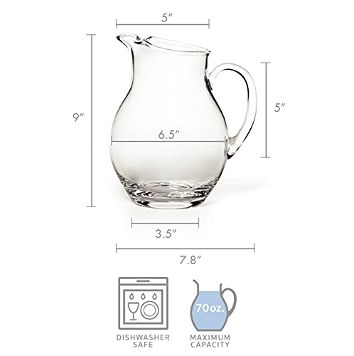 80 Ounce Glass Pitcher - Large Elegant Water & Beverage Serveware with Spout
