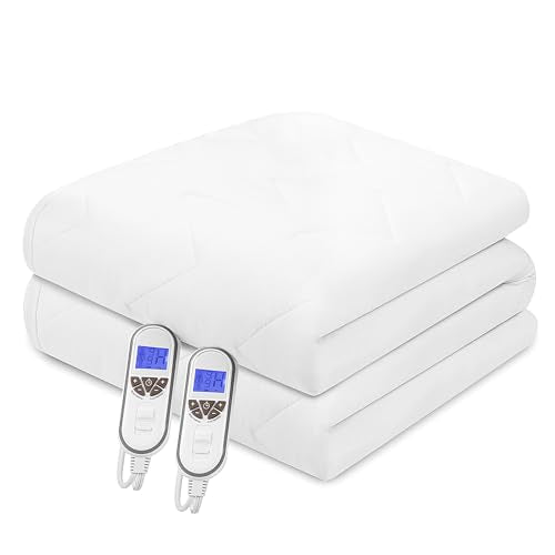Bwarm Queen Size Multi-Zone Electric Heated Mattress Pad with Dual Controllers