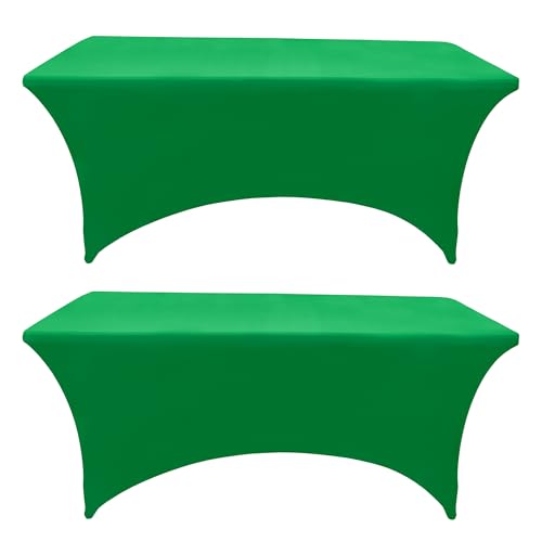 ZarzaaSik 10-Pack 4ft Spandex Table Covers for Rectangular Folding Tables - Wrinkle Resistant Stretch Tight Table Cloths - Fitted Table Protector for Parties, Trade Shows, Banquet, and Wedding