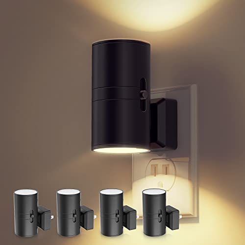 LED Night Light Plug in Dimmable 3000K Soft White 4 Pack - Wall Mount, Sensor