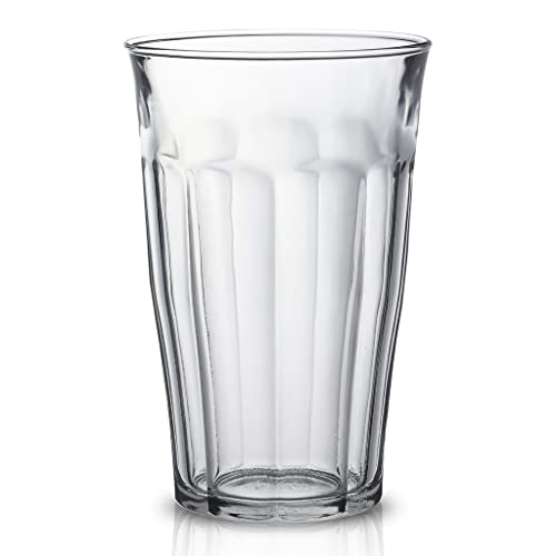French Glass Tumbler Set of 6 - 16.87 oz Clear Impact-Resistant Drinkware - Duralex Picardie