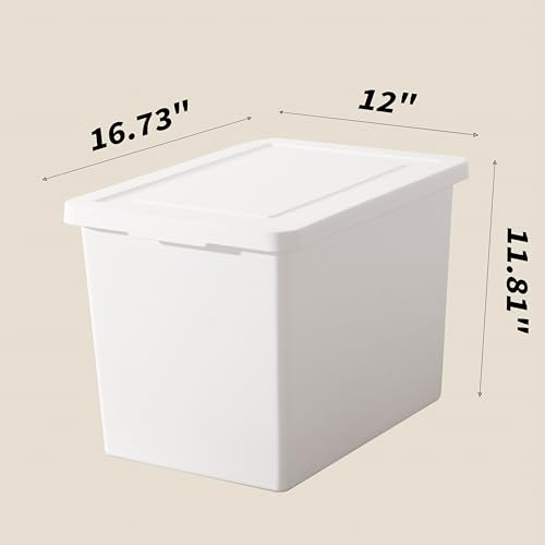White 4-Pack 27 Quart Stackable Storage Bins with Lids & Handles