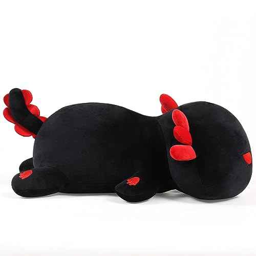 Black Axolotl Plush Pillow Cute and Soft Axolotl Stuffed Animal Kawaii Plushie Toy Great Gift for Kids, 12"