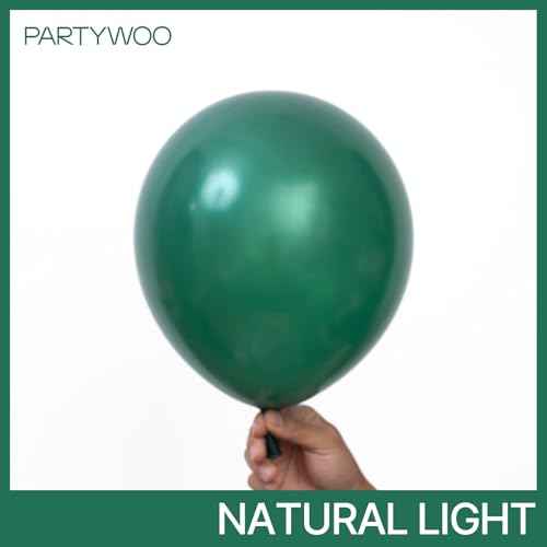PartyWoo Dark Green Balloons 50 pcs 12 Inch Pearl Hunter Emerald Forest Green Balloons for Baby Shower Graduation Christmas Jungle Safari Birthday Party Decorations Green-Z01