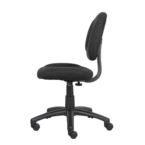 Boss Black Deluxe Posture Office Chair No Arms Adjustable Lumbar Task Chair