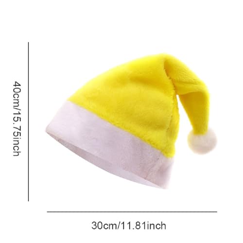 Yellow Variation Santa Hats with White Cuffs, Short Plush Christmas Costume Hats