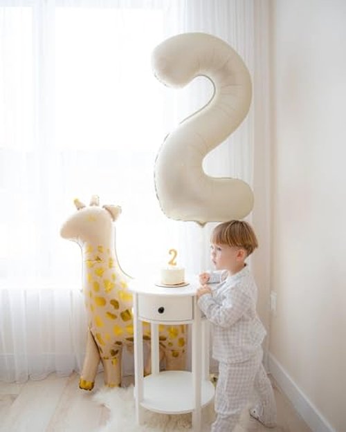 Cream Number 22 Balloon 40 inch, 22 Number Balloons, 22nd Cream Birthday Decorations, 22 Year Old Women Men White Party Supplies