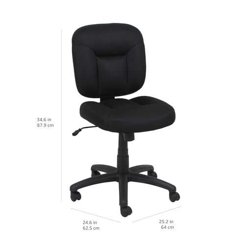 Adjustable Black Fabric Office Desk Chair with 360° Swivel & Casters