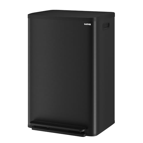 Garvee Matte Black 13 Gallon Stainless Steel Trash Can with Soft Close Lid