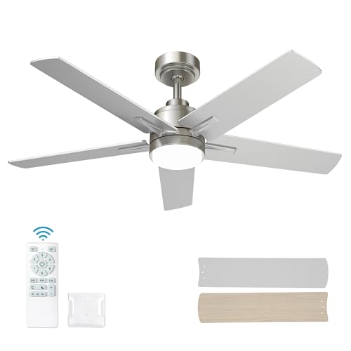 52 Inch Brushed Nickel Ceiling Fan with Light and Remote Control - Variation of THIS listing