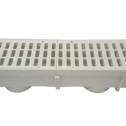 NDS 5-Inch Pro Series Deep Profile Channel Drain Kit with Plastic Grates & End Caps — Variation 1